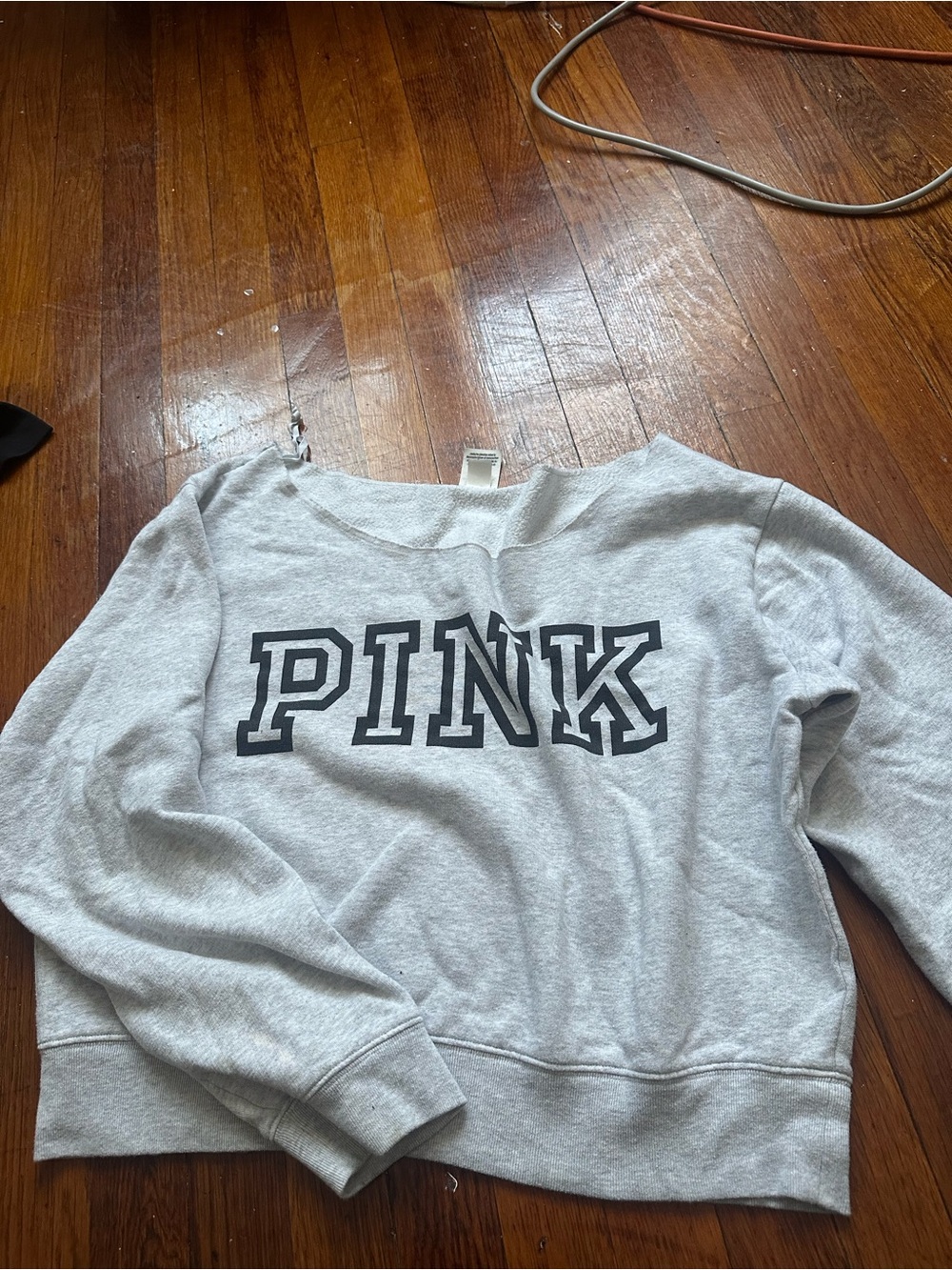 Victoria's Secret PINK Light Gray Crewneck Sweatshirt with Black Logo